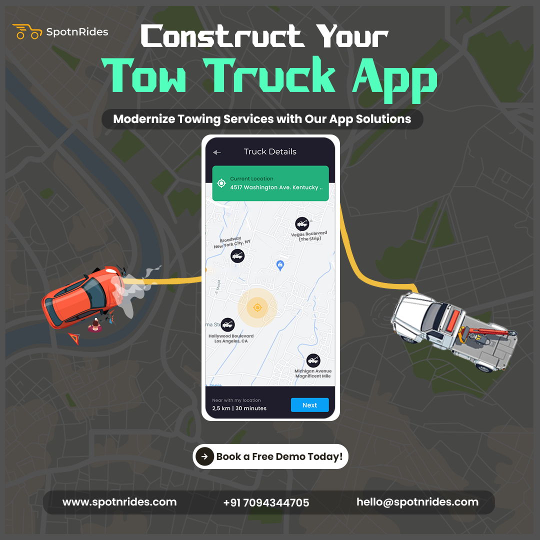Uber for Tow Trucks, fast roadside help, with an easy app development solution